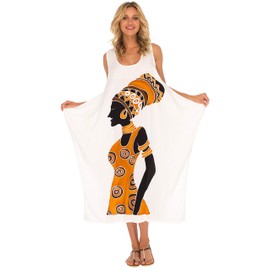 SHU-SHI - Women's Summer Dress - Ideal Casual Look for the Beach - Loose Design - Oversize, Women's motif - white