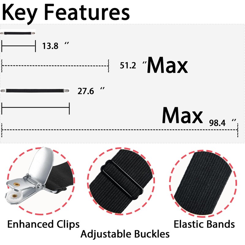 Table Cloth Holder Clips Hidden Strap 5 Pack - Adjustable