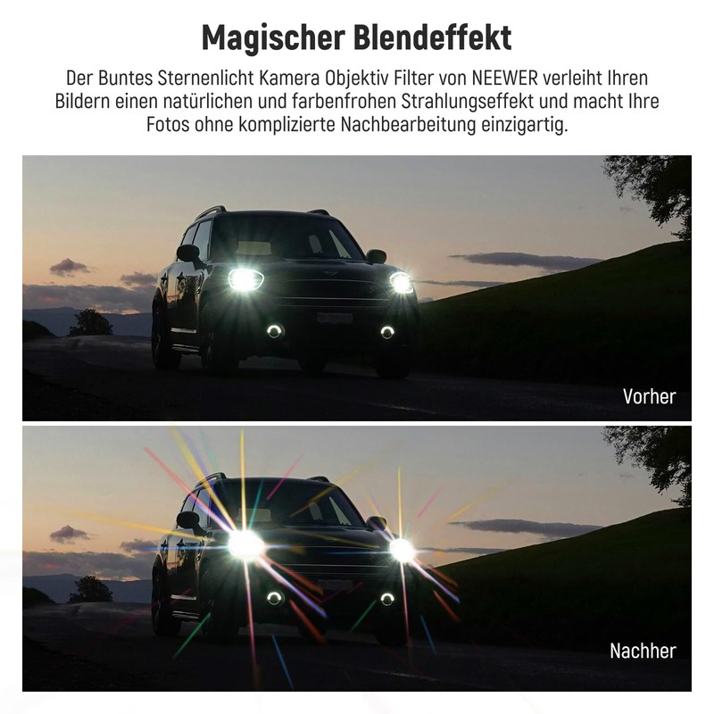 NEEWER 58 mm Colourful Starlight Brushed Camera Lens Filter, Special