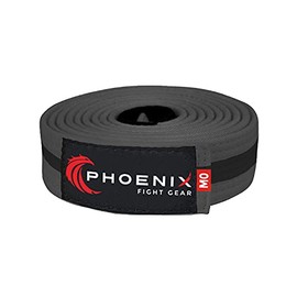 Phoenix Fight Gear Kids Jiu Jitsu Mixed Martial Arts BJJ Belt in Black, White, Grey, Orange, Yellow, Green, Purple, and Blue, Sizes M00, M0, M1, M2, M3 (Grey/Black, M00)