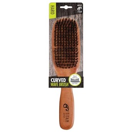 Titan Hard Curved Wave Brush For Men All Hair Textures – 1pc, Natural Boar Bristles Wooden Handle, Wooden Hair Brush
