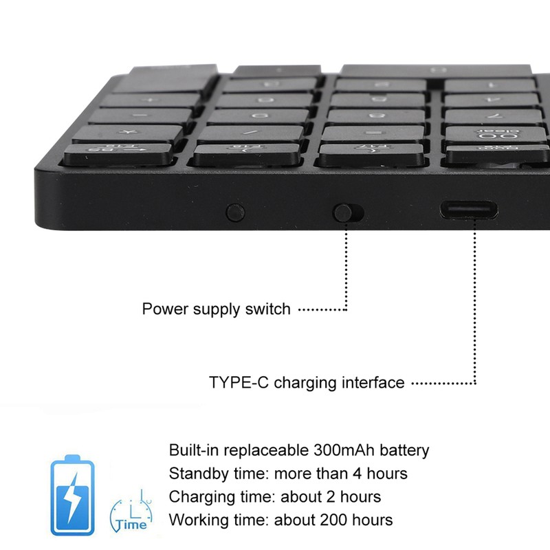 BT308 35 Keys Numeric Keypad Rechargeable Wireless Ultra Thin Keyboard
