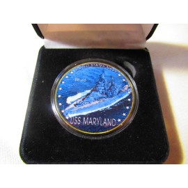 US NAVY - USS MARYLAND / BB-46 Challenge Coin w/ Presentation Box