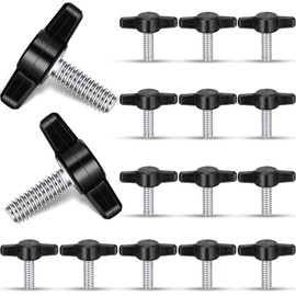 Tandefio 16 Pcs Stainless Steel Thumb Screw 1/4" - 20 x 3/4" Thread Thumbscrew Adjustable Tee Wing Screw Black Wing Knob Bolt for Remove Replace Hand Clamping Tightening Knob Power Supply