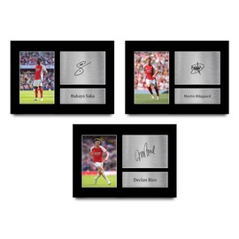 HWC Trading Saka, Rice & Odegaard Arsenal Gifts Printed Signed Autograph Pictures for Football Fans and Supporters - A4