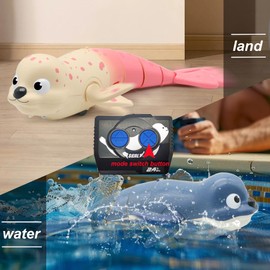 LAFALA Pool Toys Amphibious Remote Control Seal 2.4Ghz Rechargeable Battery Cute Toys Remote Control Shark for Pool for Kids 8-12 Years Old Boys Girls Upgrade Version Pink
