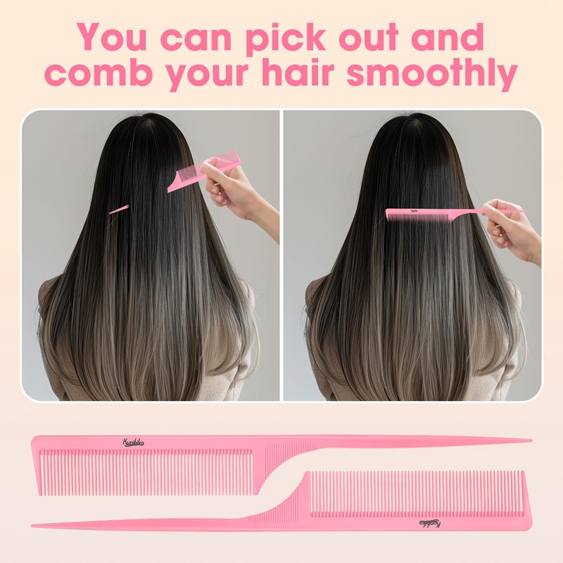 Rat Tail Comb Parting Comb：2Pcs Rat Tail Combs for Women，Fine
