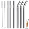 Pack of 8 Stainless Steel Straws, Reusable, Bubble Tea Straws,