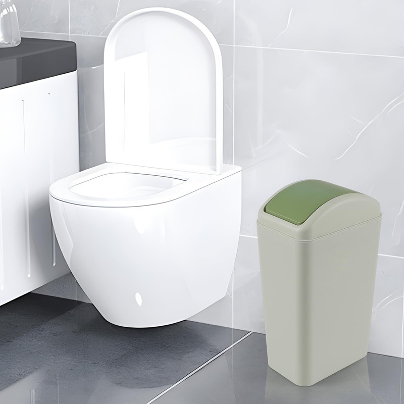 Ewingger 12 L Plastic Trash Bin with Swing Lid, Slim