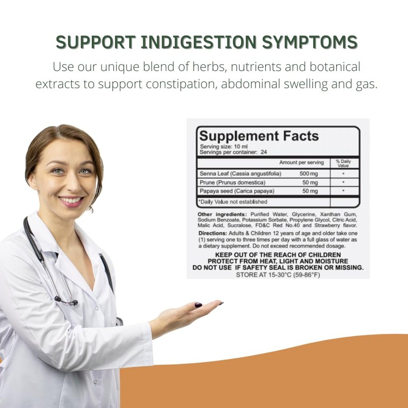 EVACUALAX Senna Liquid Laxative for Adults & Kids - Strawberry