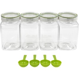 Takeya Chemical Industries Fresh Lock FRESHLOK Square Shape, 3.5 gal (1.4 L), Green, Set of 4, Includes Spoon, Storage Container, High Airtight