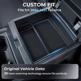 Katorn Center Console Organizer Tray Storage Box for Toyota Tacoma 2025 2024, Interior Accessories Armrest Insert Tray Storage Box for 24 25 Tacoma, Black