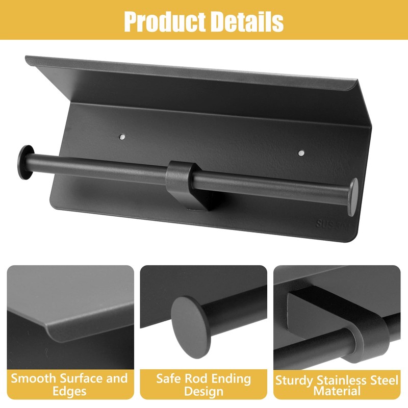 Double Toilet Paper Holder, Stainless Steel Tissue Paper Holder with