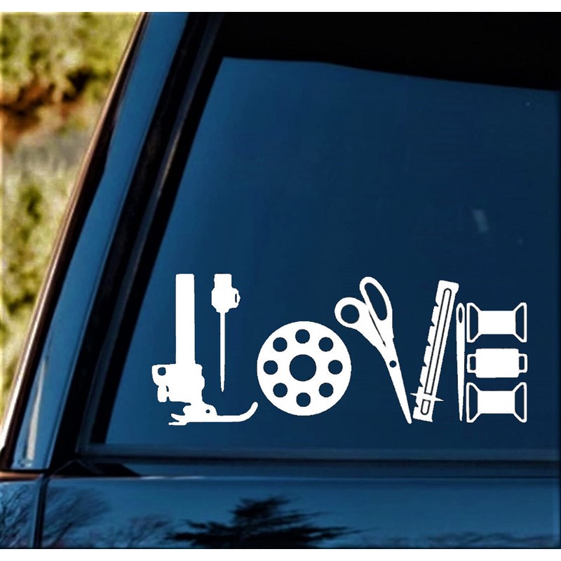 Sewing Machine Love Quilting Decal Sticker for Car Window