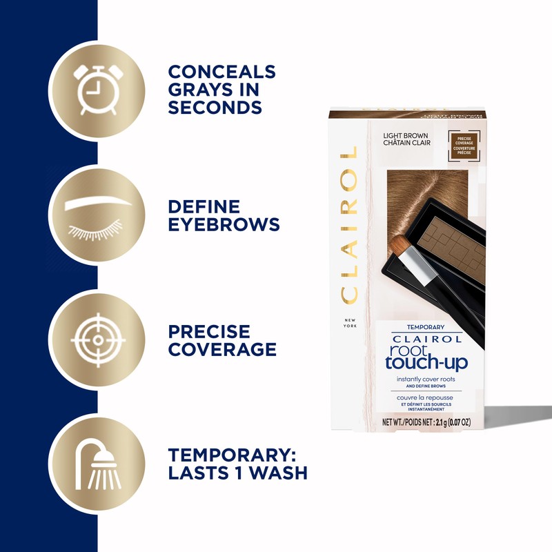 Clairol Root Touch-Up Temporary Concealing Powder, Light Brown Hair Color,