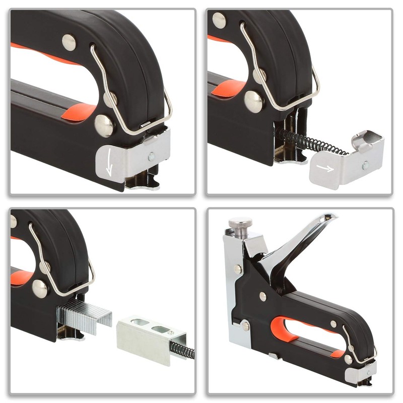 com-four® Hand Stapler with Accessories, Powerful Tool Stapler with Adjustable