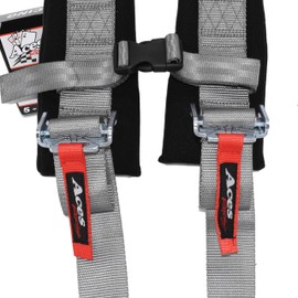 Aces Racing 5 Point Harness With 2 Inch Padding E4 Certified (Silver)