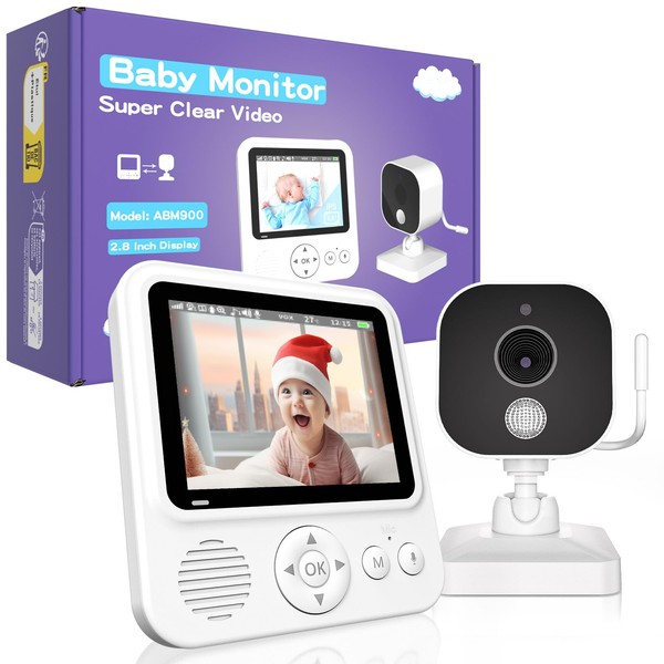 OBVHNUA Babyphone mit Kamera 2,8 Zoll Video-Babyphone 720p LCD babyfon
