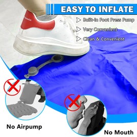 I LITTON Blue Self Inflating Sleeping Pad Camping Mat with Built-In Foot-Pump & Pillow, Single Air Mattress, Inflatable Camping Sleeping Mat Sleeping Pad for Travel Tent Camping Hiking Backpacking