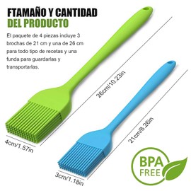 Cepillo de Cocina de Limón Rojo (4 piezas) para Horno de Silicona de Grado Alimentario o Pastelería, Adecuado para Horno de Carbón, Parrilla y Pastelería, Accesorios de Cocina, Resistencia al Calor (Azul)