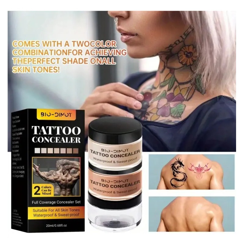 Profesional Maquillaje Cubre Tatuajes Cicatrices Acné Tatoos Bicolor