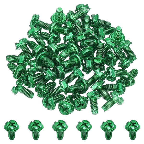 PATIKIL 10-32 x 3/8 Inch Hex Washer Head Grounding Screws,