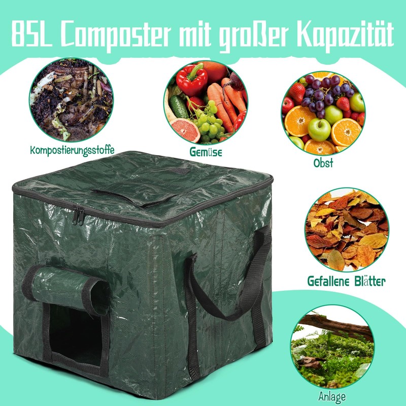 Hlimior Thermal Composter 85L - Garden Composter, Quick Composter &