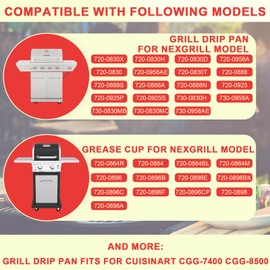 Grill Drip Pan for Nexgrill 720-0830H 720-0925P 720-0830D 720-08882A 720-0896 720-0888S Replacement Parts, Grill Drip Tray for Cuisinart CGG-7400 CGG-8500 Grease Catcher & 15pack Aluminum Foil Liner