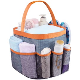 Mesh Shower Caddy Portable for College Dorm Room Essentials, 8-Pocket Large Capacity Shower Tote Toiletry Bag Basket, Quick Dry Hanging Shower Organizer for Bathroom, Gym, Camp, Travel, Cruise, Beach