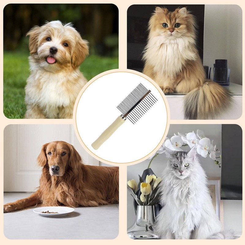 MultiValue 2-in-1 Flea Comb for Dogs Cats, Stainless Steel Cat