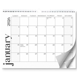 S&O Modern Minimal 2026 Wall Calendar - Tear-Off Monthly Calendar through December 2026-18 Month Academic Wall Planner - Hanging Organizer to Track Anniversaries & Appointments - 13.5"x10.5”in