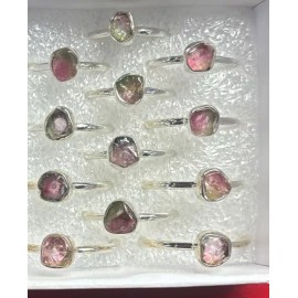 Natural Creations Sterling silver stackable ring size 10 Watermelon Tourmaline