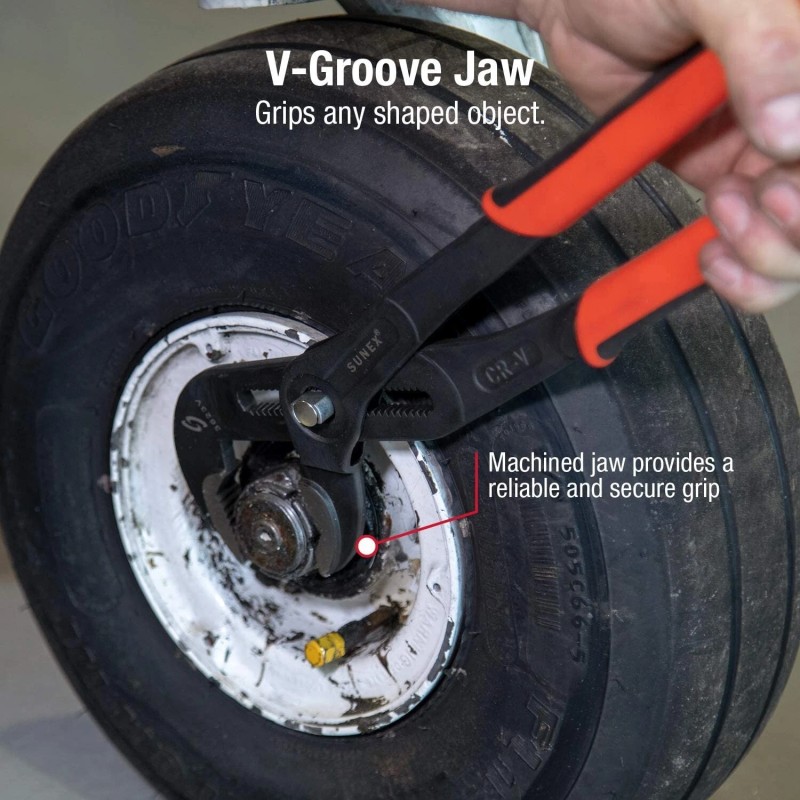 Sunex 3623V, 16" Push Button Water Pump Plier, Self-Locking, Fast