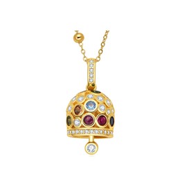 Dada Gioielli - Steel Bell Pendant Necklace, Multi-Coloured, Turquoise and Crystal, Fine Pearl Necklace for Women and Girls - Perfect for Her Length 80+10cm, Stainless Steel, No Gemstone