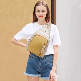 NICOLE&DORIS Fashion Multifunctional Backpack Ladies Chest Bag Large Capacity Daypack Anti-Theft Backpack with Oxford Cloth School Bag Teen Rucksack Yellow