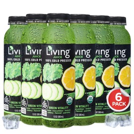 O2 Living Juice Cold Pressed Drink - Green Vitality Organic Juice Pack - No Added Sugars or Water, Naturally Sweetened from Fruits, Rich in Nutrients & Vitamins - Non-GMO - 12 fl oz - 6 Pack