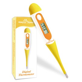 Easy@Home Digital Oral Thermometer for Adult and Kid, Accurate Fast Reading Body Temperature Thermometer for Oral and Underarm Measurement with Fever Alarm, EMT-021B-Yellow