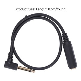 Acouto Cable de Audio Macho a Hembra de 6,35 Mm Cable Adaptador de Extensión Estéreo de ángulo Recto de 0,5 M Y 1/4 Pulgadas para Micrófono