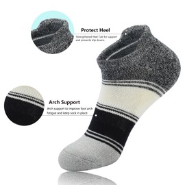 J.WMEET 6 Pack Women's Ankle Socks Athletic Running Cushioned Workout Socks with Arch Support Sports Low Cut Socks for Women, 6 Pairs Black, 5-9