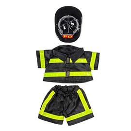 The Bear Factory Teddy Bear Fireman Outfit – Realistic Firefighter Costume with FD Logo Hat & Jacket, Perfect for 16" Plushies & Stuffed Animals!