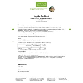 Sanct Bernhard Sport Magnesium 400 Supra Capsules 120 Capsules