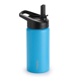 Kids Water Bottle with Straw, 16oz Cute Water Bottle, Single Wall 18/8 Stainless Steel, Dishwasher Safe & Leakproof, Reusable Gift for Girls Boys to School Sports Travel Camping, Blue