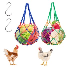 Chicken Veggies Skewer Fruit Holder with Hook for Hens, Chicken Foraging Toys for Hens，Hanging Feeder Toy for Hens, Hen Toys for Chickens, Duck, Large Birds, Goose (2 Sets)