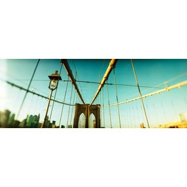 Walls 360 Peel & Stick Wall Mural: Brooklyn Bridge with City in The Background (36 in x 12 in)