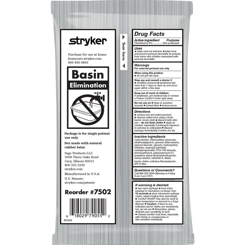 Comfort Shield Care Wipe Soft Pack Dimethicone, Unscented, Sage 7502