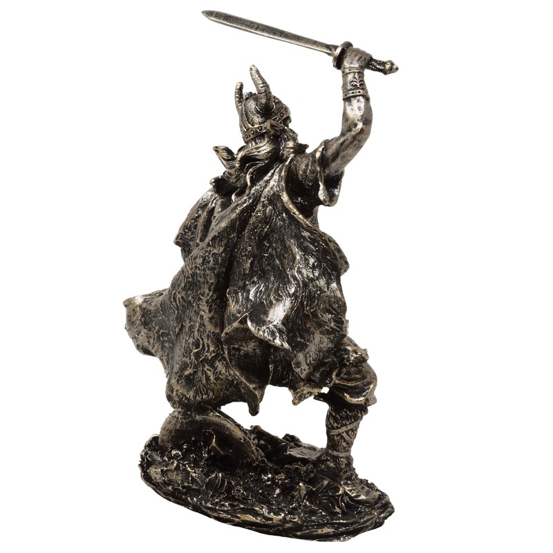 MystiCalls Viking Figurine with Raised Sword Viking Figurine Viking Decoration