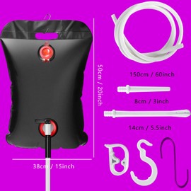 10 L High-capacity Home Enema Bag Kit with 2 Enema Tips,60 inch Long Silicone Hose, Controlable Water Flow Valve, Hot-Water Bottle for Colon Cleansing Enemas（Black）