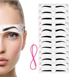 Hoperlo Eyebrow Template (Set of 12 Types) Eyebrow Stencil with Strap, Eyebrow Makeup Tool, Women's, Men's, Eyebrow Shape, Guide, Popular, Beginners, Makeup Tools (For Women)