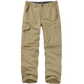 Mens Hiking Pants Convertible Zip Off Lightweight Quick Dry Fishing Safari Camping Travel boy Scout Pants, Khaki, 32