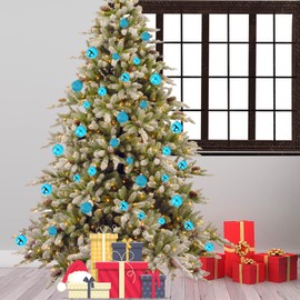 Emopeak 24Pcs Christmas Balls Ornaments for Xmas Christmas Tree - Shatterproof Christmas Tree Decorations Hanging Ball for Holiday Wedding Party Decoration (Lake Blue, 1.2"-3.1CM)